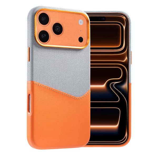 Magnetiskt Mobilskal med Läder Korthållare till iPhone 17 Pro och 18 Pro - Orange