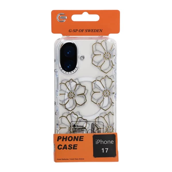 Sparkling Rhinestone Magnetic Case For iPhone 17 Big Gold Flower