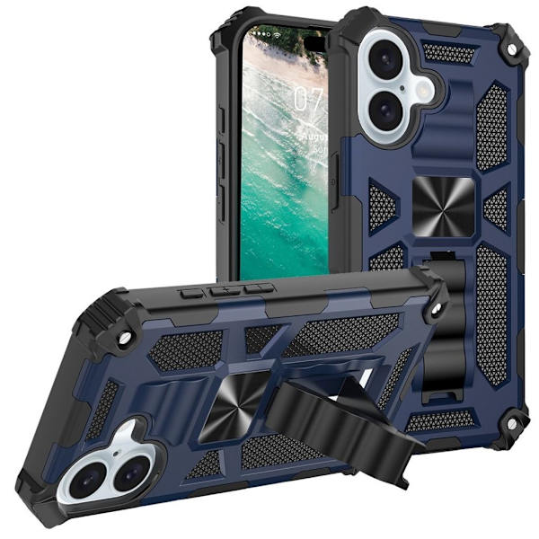 iPhone 16 Plus case with a ring holder - Blue