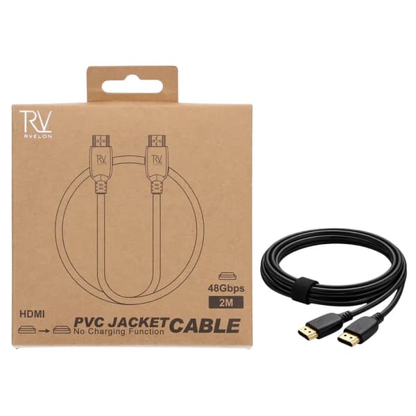 Rvelon HDMI 2.1 Kabel AM till AM (28AWG) - 2 meter