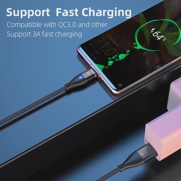 SiGN Magnetkabel 3-i-1 USB-C, Lightning, Micro-USB 2.4A, 1 m - Svart Svart