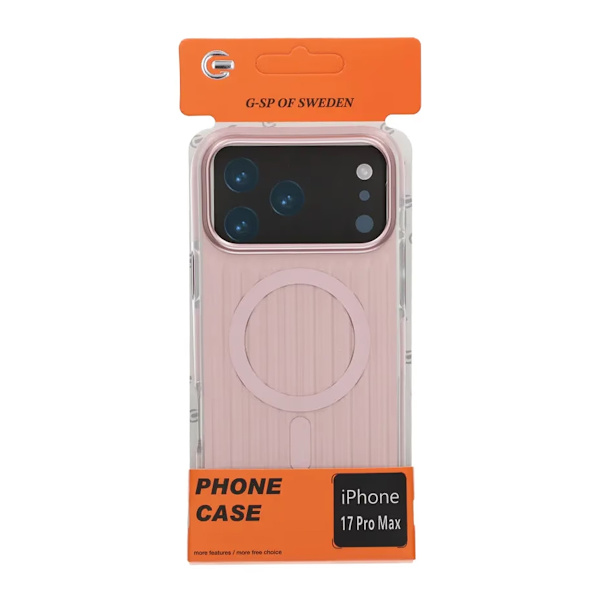 Corrugated Magsafe Mobile Case for iPhone 17 Pro Max - Pink