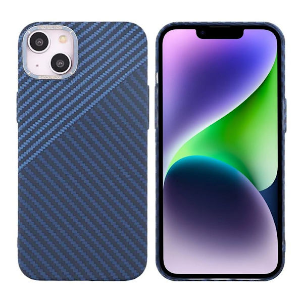 iPhone 15 Plus Mobilskal i Kolfiber - Blå/Grå