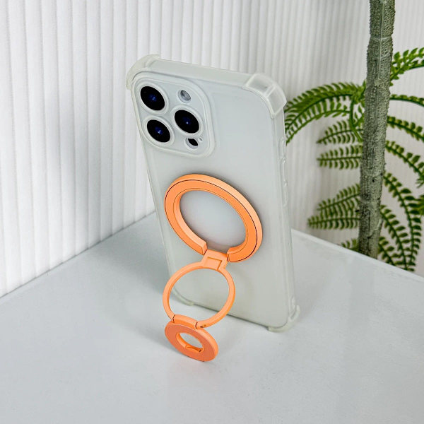 Foldable Double Magnetic Phone Ring Holder Orange