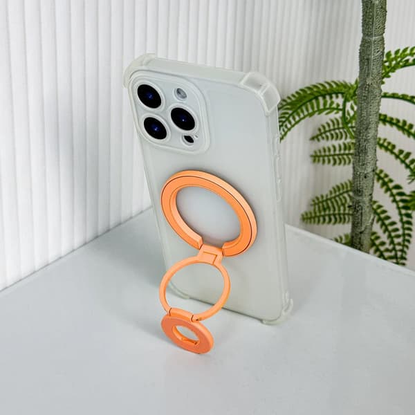MagSafe Ringhållare med Dubbelt Stativ för Mobil - Orange