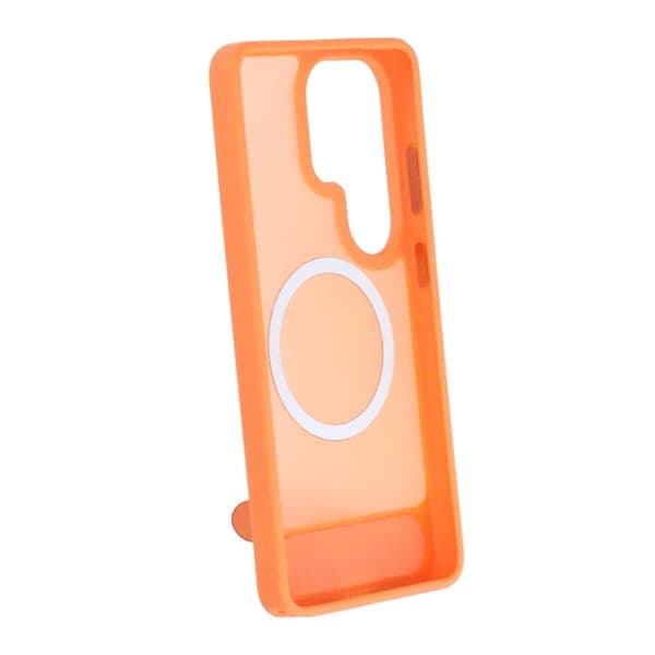 Black Feather Inclined Bracket Magnetic Case - Samsung Galaxy S26 Ultra Orange