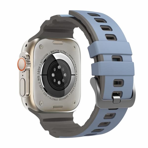 Apple Watch 49/46/44/42mm Dual-Color Silicone Watch Strap - Blue/Gray