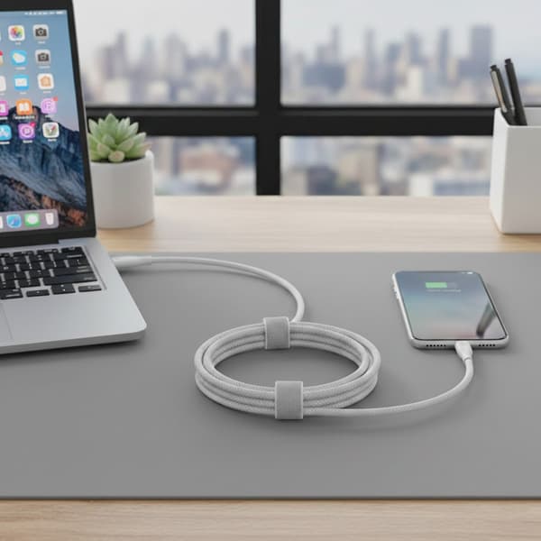 Rvelon USB-C Braided Charging Cable 60W Fast Charging 2m - White