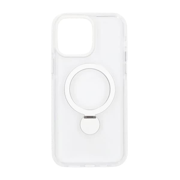 Magsafe Case for iPhone 15 Pro - Transparent white with ring stand
