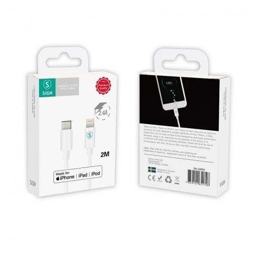 SiGN USB-C till Lightning-kabel 2m, MFi, 60W Svart