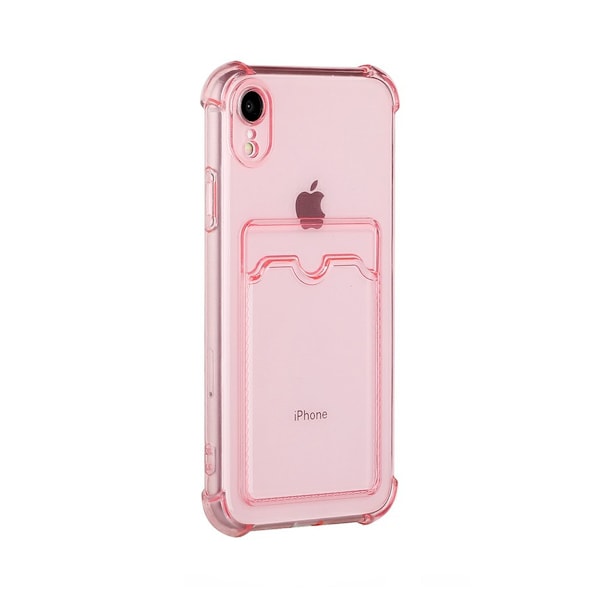 iPhone XR Stöttåligt Skal med Korthållare - Rosa