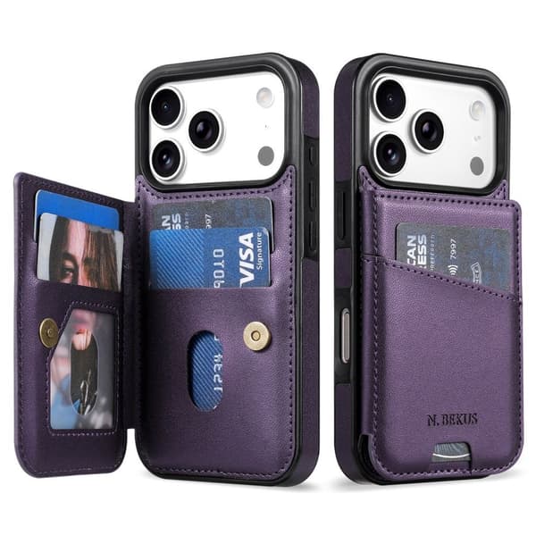 N.BEKUS iPhone 18 Pro Max/17 Pro Max Wallet Case RFID Blocking - Purple