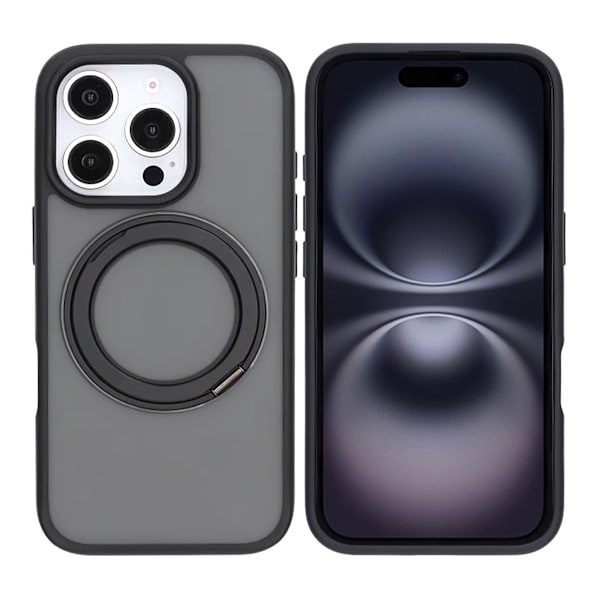 Matte case 360 ​​rotating bracket Mobile Phone Case For iPhone 16 Pro Black