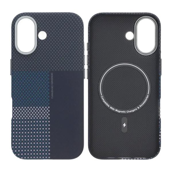 Gilded Magnetic Case For iPhone 17 Grid Blue