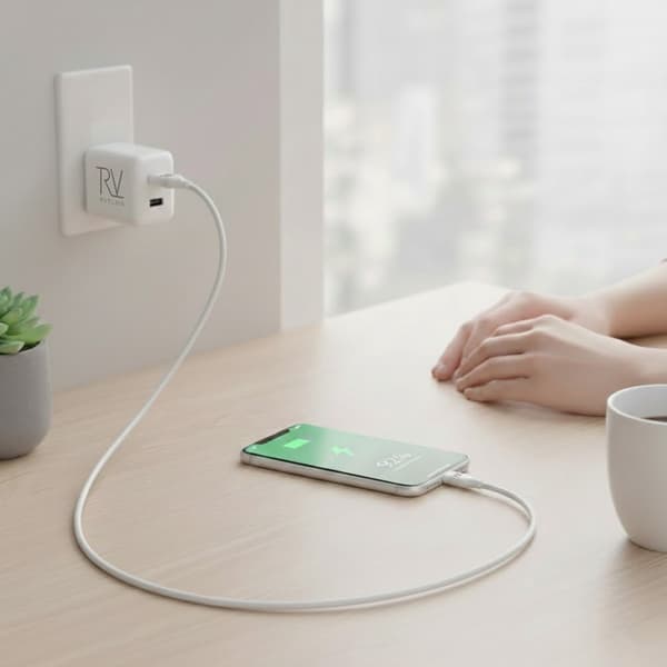 Rvelon iPhone-kabel USB C till Lighnting MFi Silikon Rvelon 1M Vit