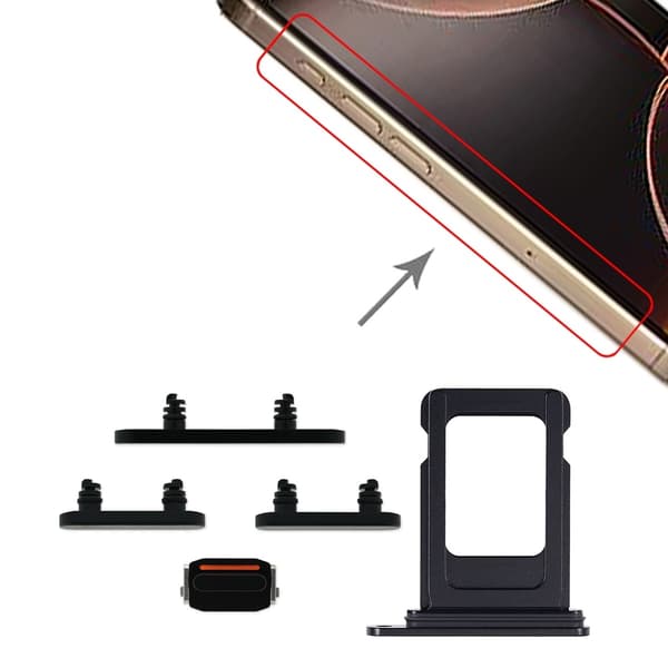 Buttons and SIM Card Holder for iPhone 15 and 15 Plus - Black