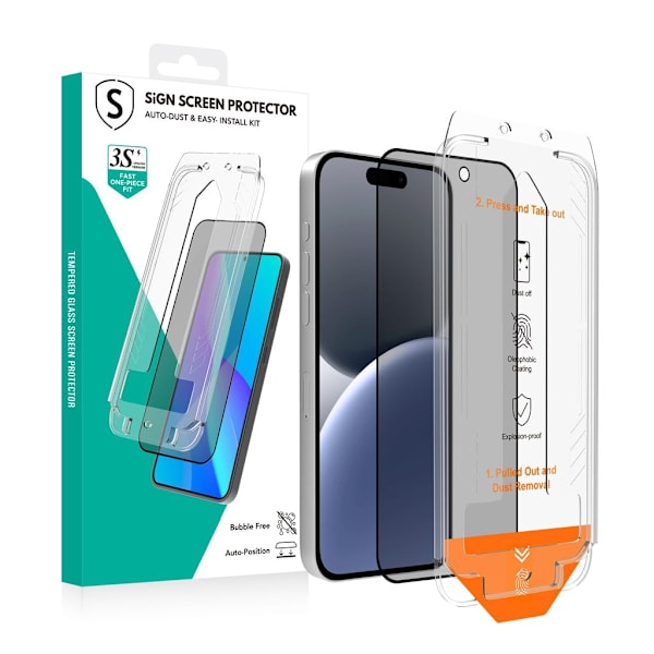SiGN Privacy Screen Protector iPhone 15/16 – EZ Apply with dust free applicator
