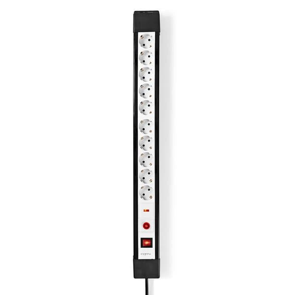 Nedis Power Strip 10-Way with Surge Protector, 3680W, 3m - Black / White