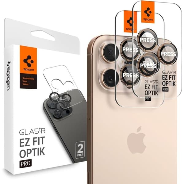 Spigen Optik Pro GLAS.TR "Ez Fit" Lens Protector for iPhone 16 Pro/Pro Max - Brown