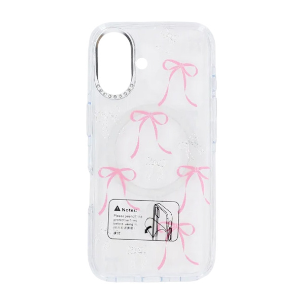 Sparkling Rhinestone Magnetic Case For iPhone 17 Butterfly Pink