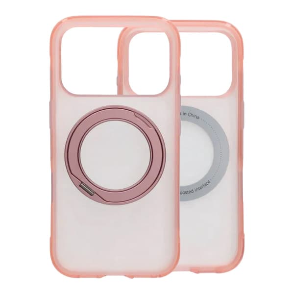 360-degree Rotating Stand Matte Magnetic Shockproof Airbag  Case  For iPhone 17 Pro /18 Pro Pink