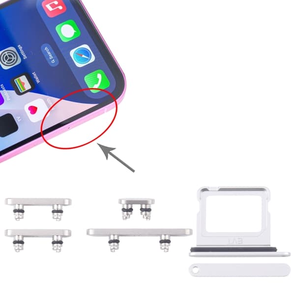 Buttons and SIM Card Holder for iPhone 16 and 16 Plus - White