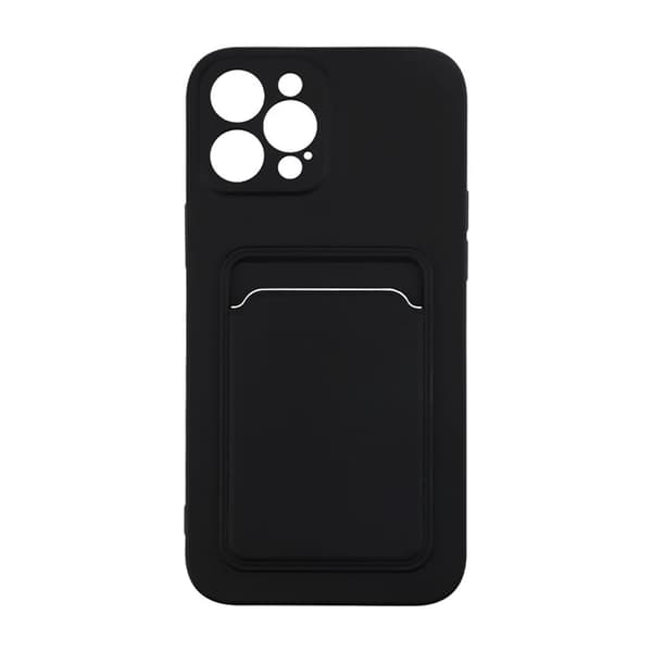 iPhone 12 Pro Max Silikonskal med Korthållare - Svart
