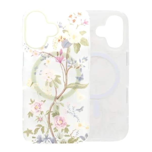 Matt MagSafe-skal med blommor för iPhone 17 - Beige