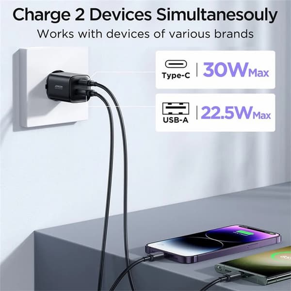 SiGN Snabbladdare USB & USB-C, PD & Q.C 3.0, 3A, 30W - Svart Svart