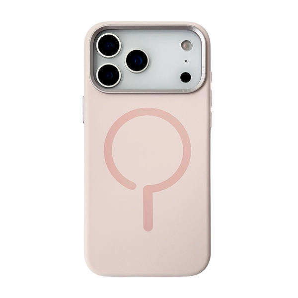 Silicone Mobile Case with Camera Metal Frame for iPhone 17 Pro - Pink