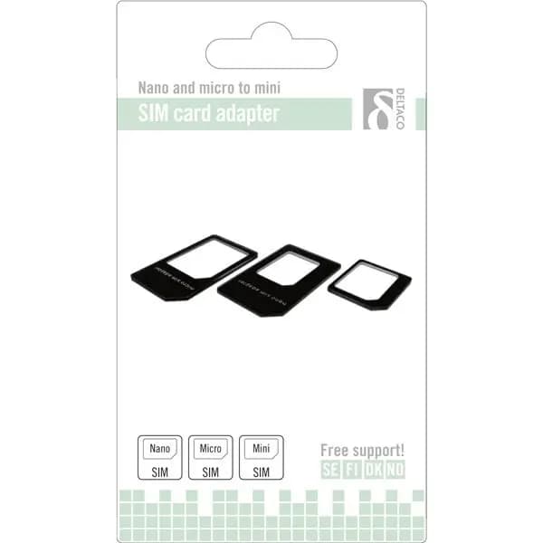 Deltaco SIM-kortadapter för micro/mini/nano SIM - Svart Svart