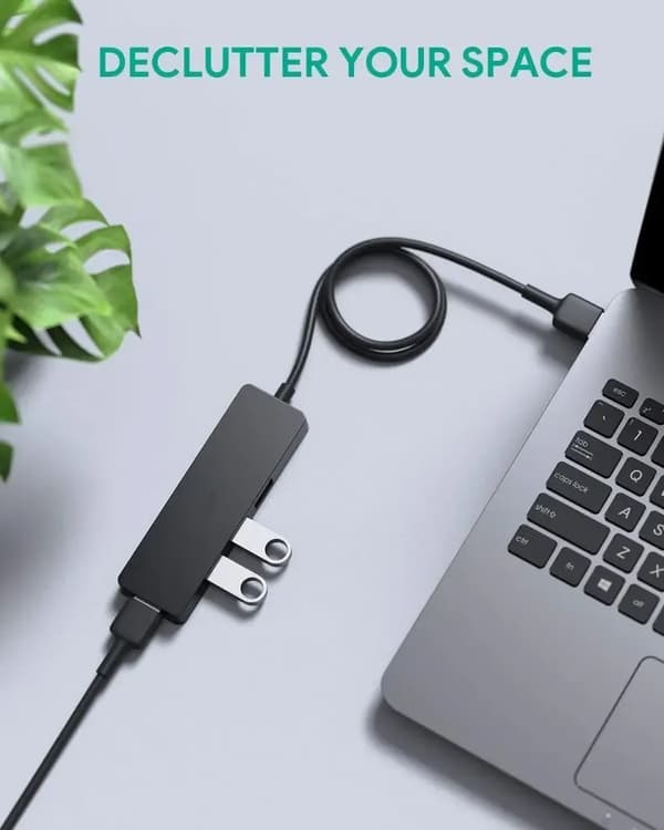 SiGN USB-A Hubb, 4xUSB-A 3.0 - Svart Svart