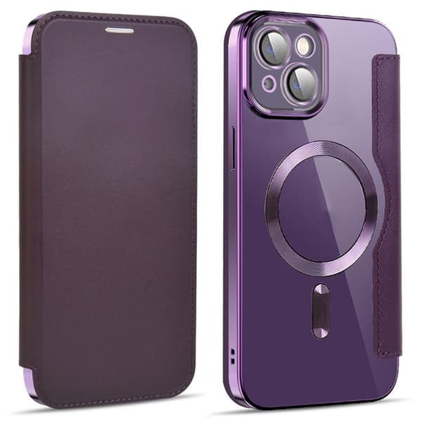 iPhone 14 Plus MagSafe RFID Blocking Wallet Cover – Purple