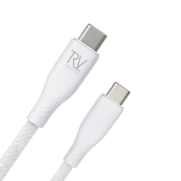 Rvelon USB-C Braided Charging Cable 60W Fast Charging 2m - White