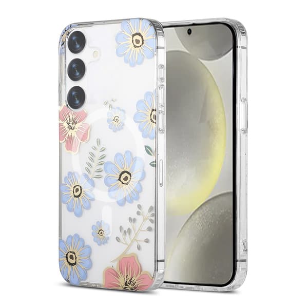 Case Magnet for Samsung Galaxy S24 Plus - Flowers Red-blue