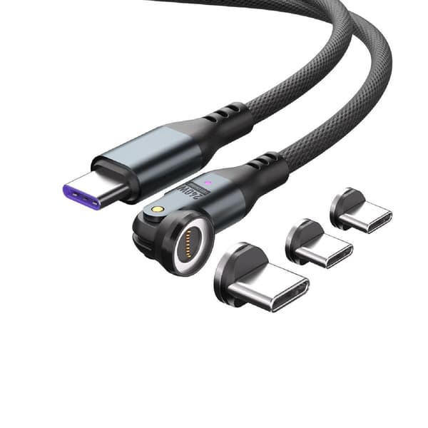 4Smarts GravityCord USB-C 540° Magnetic Cable Set 240W 1.8m – Black
