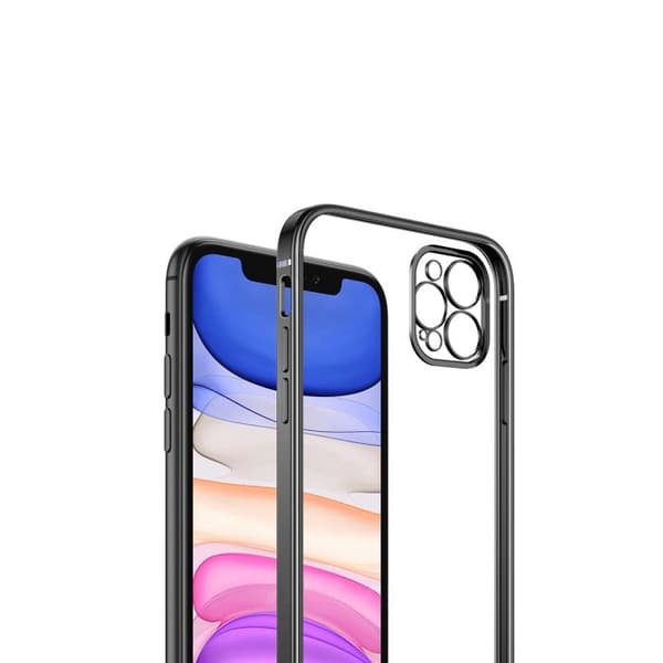 iPhone 12 Pro Max Tunn Transparent Ram Skal Hög kvalité - Svart Svart