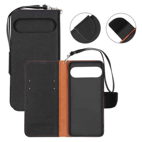 Wallet Case with Stand for Google Pixel 9 - Black and Brown