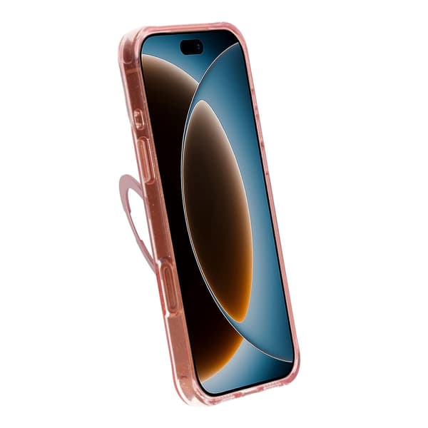 Glittrigt MagSafe-skal för iPhone 17 Pro och 18 Pro med roterande stativ - Rosa