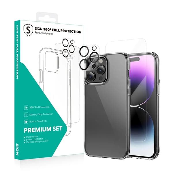 SiGN 360 Komplett Skyddspaket för iPhone 14 Pro Max Svart
