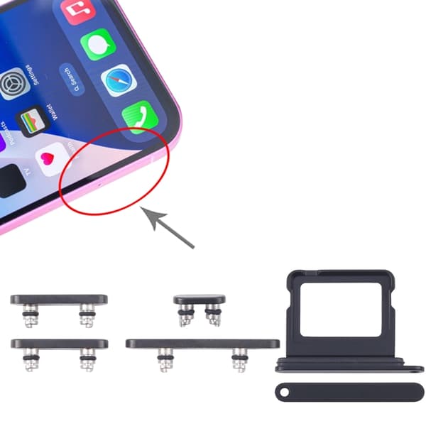 Buttons and SIM Card Holder for iPhone 16 and 16 Plus - Black
