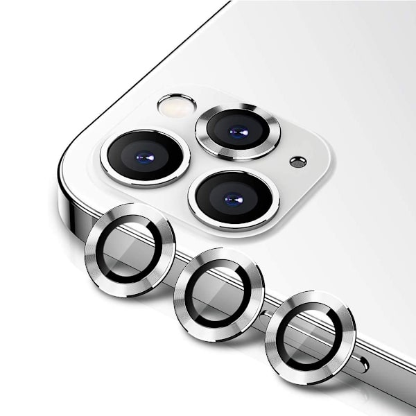 iPhone 12 Pro Linsskydd med Metallram - Vit (3-pack)