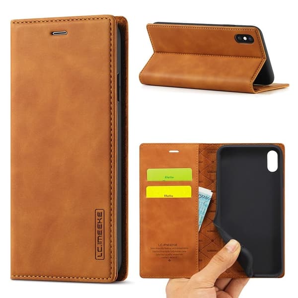 LC.IMEEKE iPhone X/XS Wallet Cover Stand - Brown