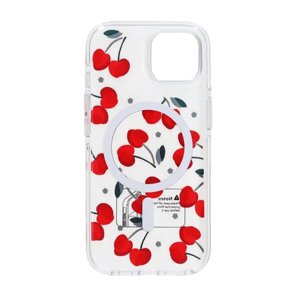 Mobile case Magsafe for iPhone 15 - Transparent with cherry