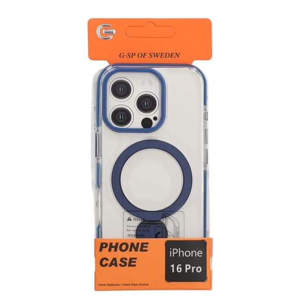 Magsafe Case for iPhone 16 Pro - Transparent blue with ring stand