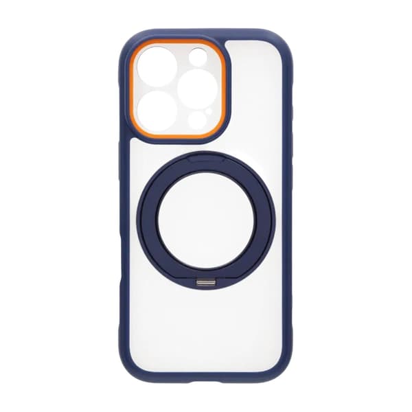 Clear Glow 360°Rotating MagSafe Stand Case For iPhone 16 Pro Blue
