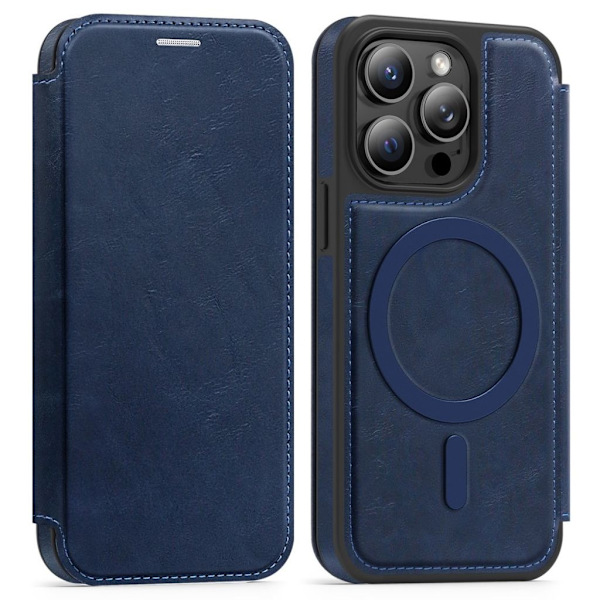 iPhone 14 Pro Wallet Cover MagSafe RFID Blocking - Dark blue