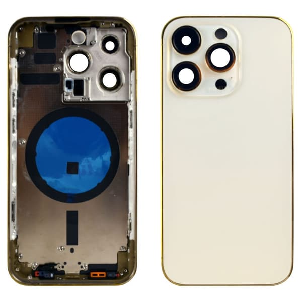 iPhone 14 Pro Complete Back Cover with Frame (No Logo) - Gold