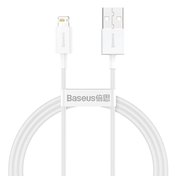 Baseus Superior Fast Charge USB-A to Lightning Cable, 2.4A, 1m - White