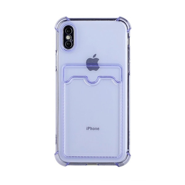iPhone X/XS Stöttåligt Skal med Korthållare - Lila
